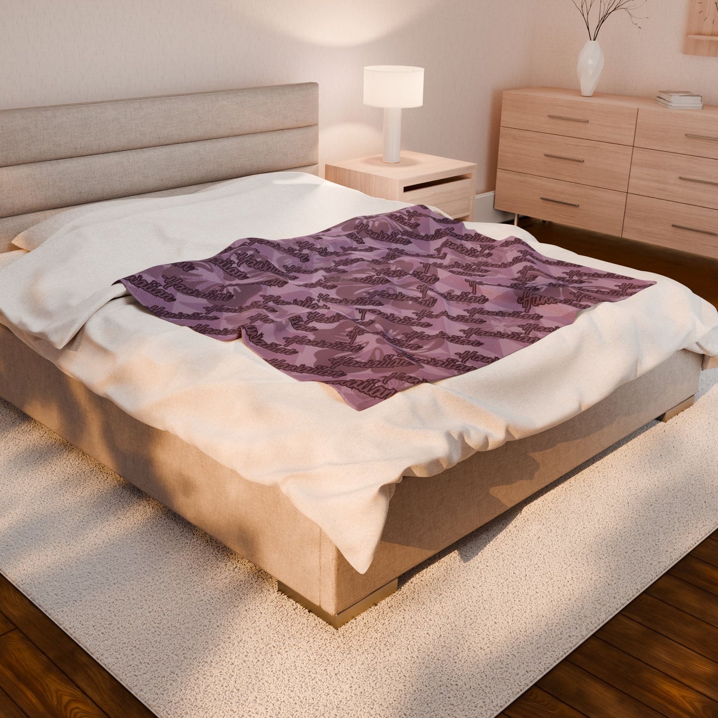 Grape Hawaiian Hibiscus Plush Blanket