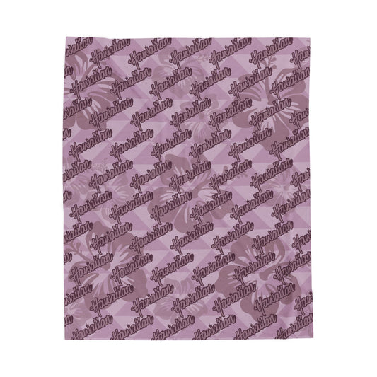 Grape Hawaiian Hibiscus Plush Blanket
